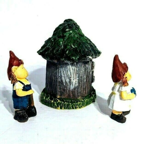 Garden Gnome Figures with House Resin Set of 3 3.5" Decor - Picture 3 of 4